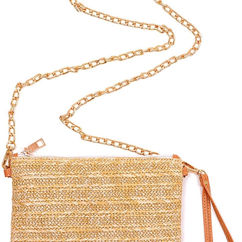 Straw Clutch Purses for Women Beach Wristlet Wallet Small Cross body bag for Gir - Picture 4 of 5